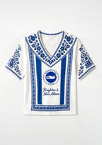 Boho Brighton & Hove Albion Crest Floral V-Neck Blouse