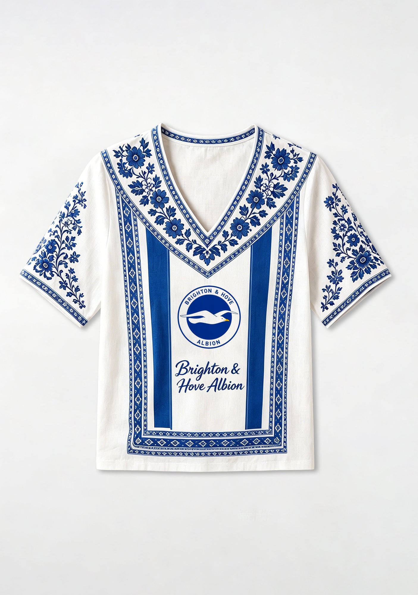 Boho Brighton & Hove Albion Crest Floral V-Neck Blouse