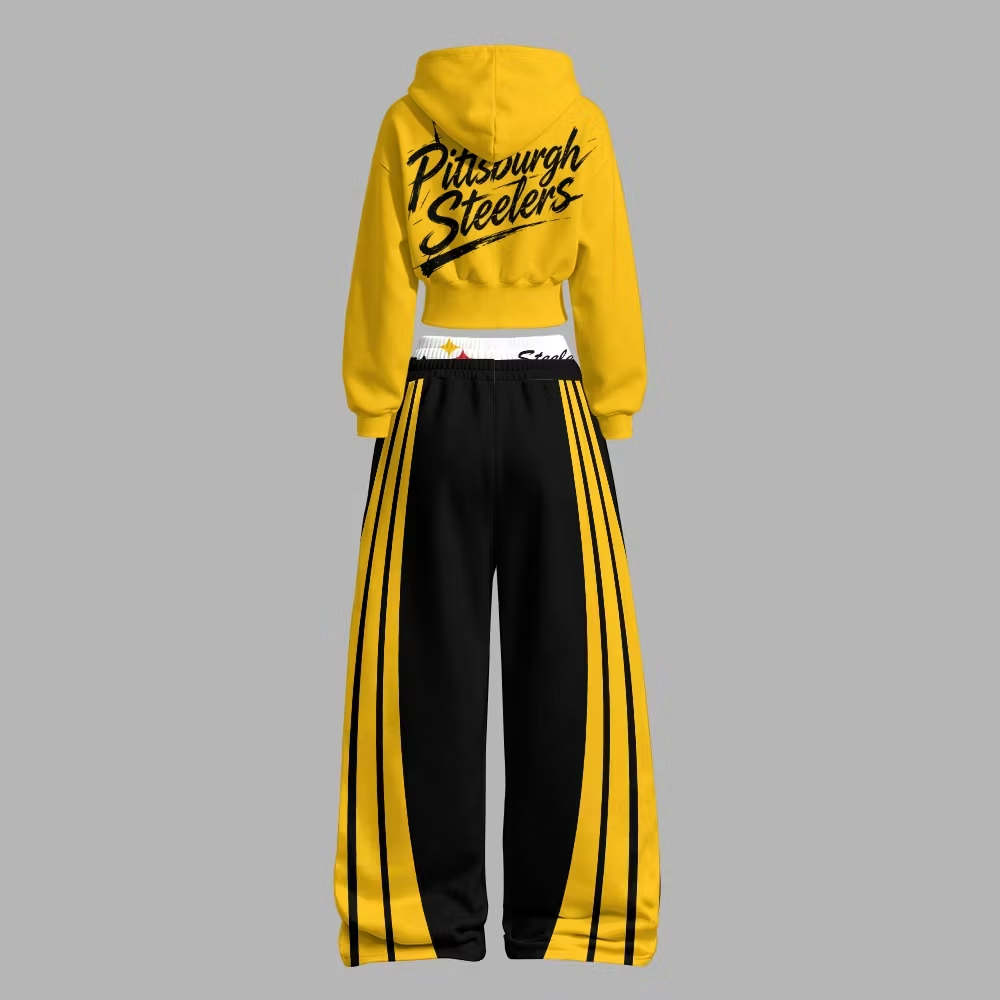 Pittsburgh Steelers Zip-up hooded jacket and elastic-waist pants set