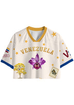 Venezuela National Orchid Yellow Star Tree Bird Stamp Cropped Jersey Shirt