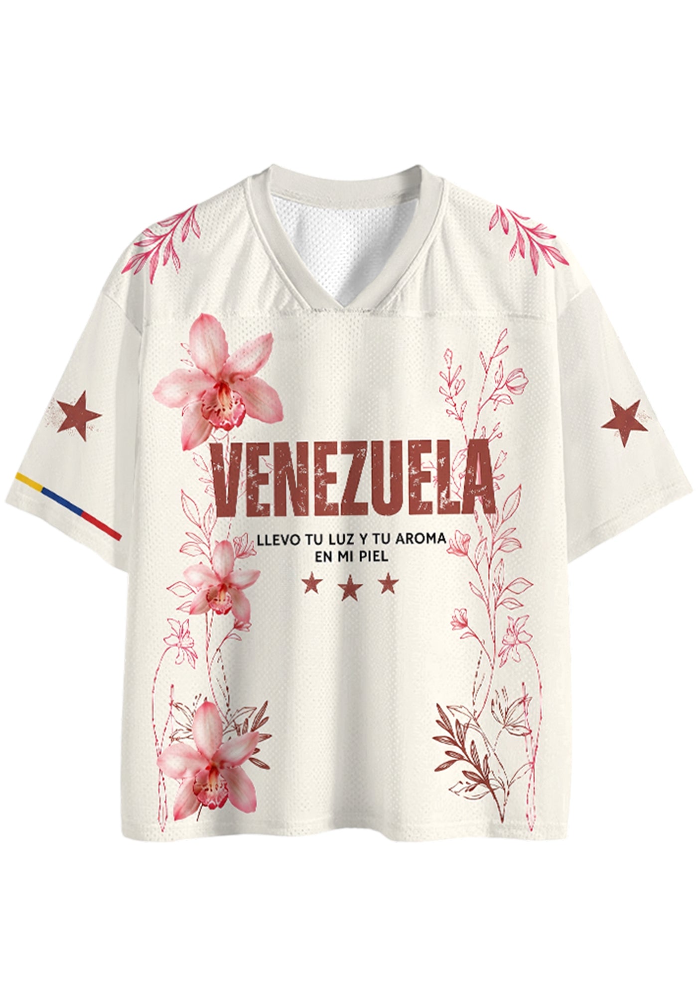 Venezuela Pink Floral Orchid Graphic Mesh Jersey Shirts Main image