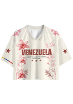 Venezuela Pink Floral Orchid Graphic Cropped Jersey Shirt