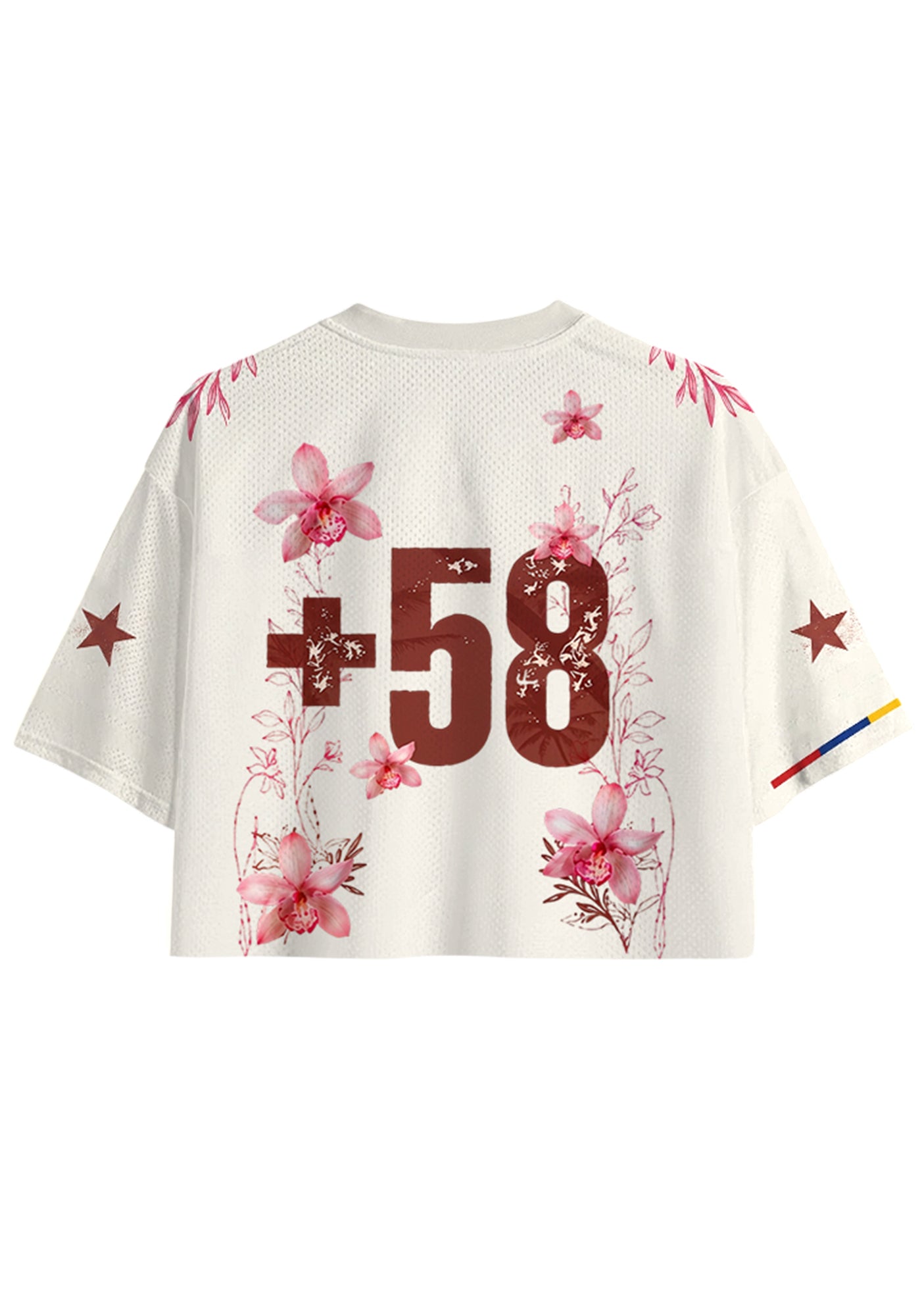 Venezuela Pink Floral Orchid Graphic Cropped Jersey Shirt Secondary image