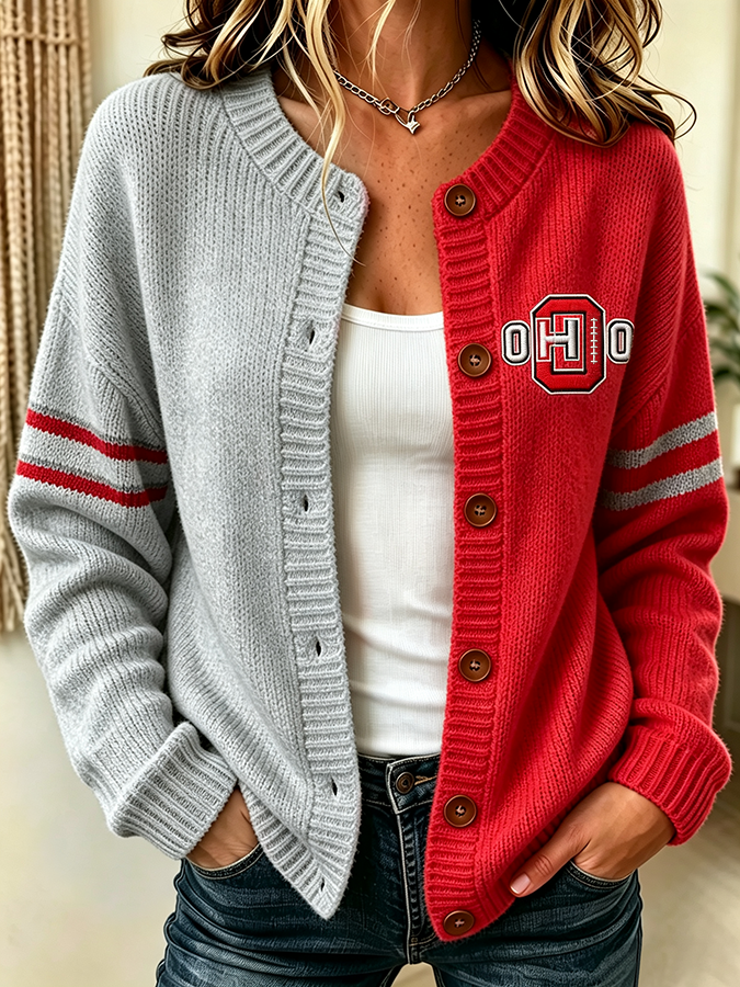 Women'S Casual Football Plant Knitted Cardigan Top