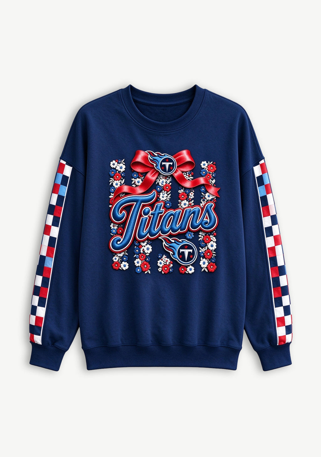 Women's Tennessee Titans Floral Bow Crewneck Sweatshirt