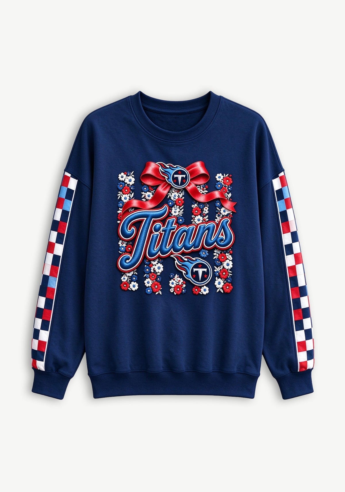 Women's Tennessee Titans Floral Bow Crewneck Sweatshirt