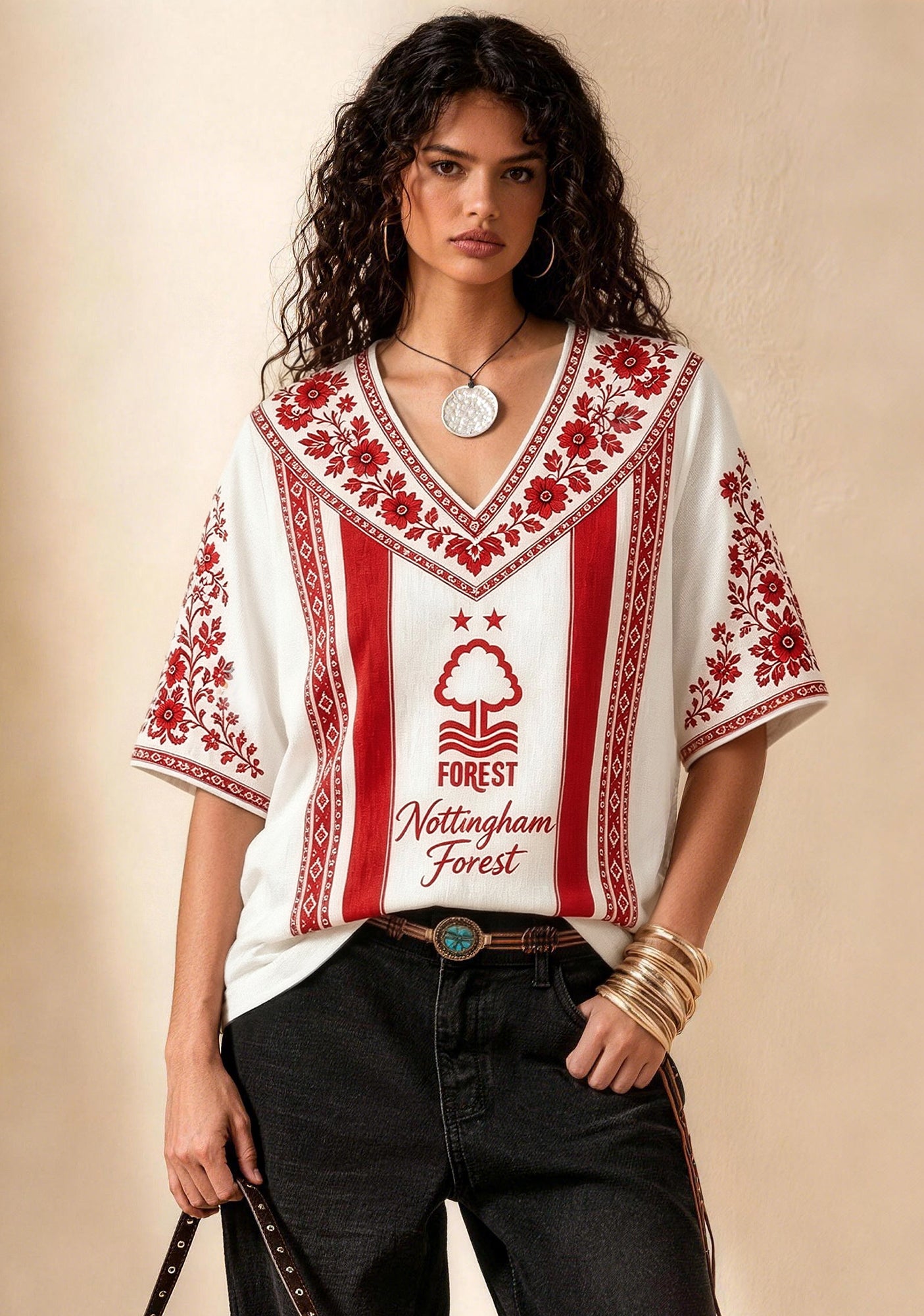 Nottingham Forest Folk Floral V-Neck Blouse Main image