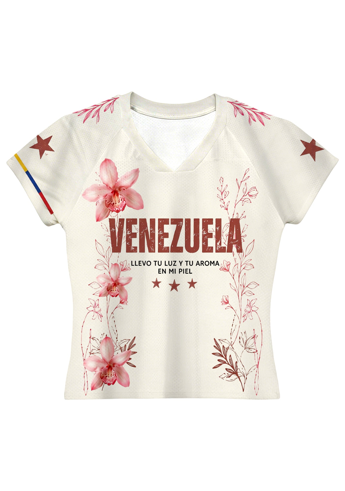 Venezuela Pink Floral Orchid Graphic Baby Tee Main image