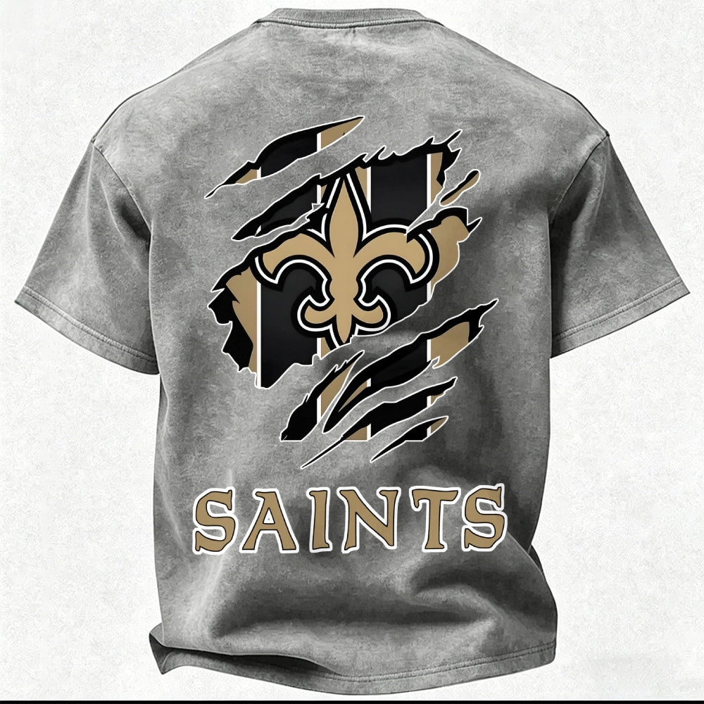 New Orleans Saints Printed Unisex 100% Pure Cotton Washed T-Shirt