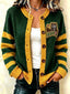 Women's Football Fans Printed Knitted Cardigan Top