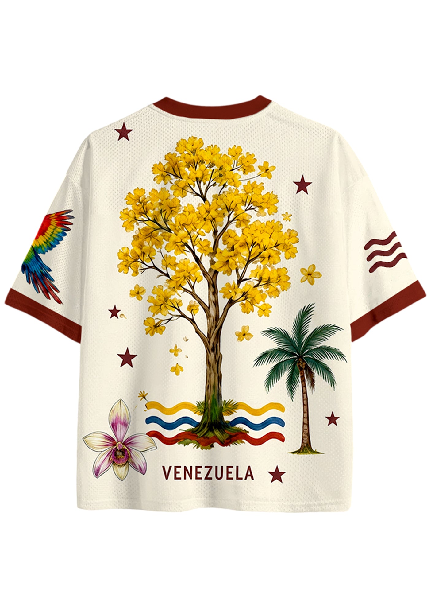 Tropical Venezuela Parrot Stamp Travel Mesh Jersey Shirts Secondary image