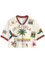 Tropical Venezuela Parrot Stamp Travel Cropped Jersey Shirt
