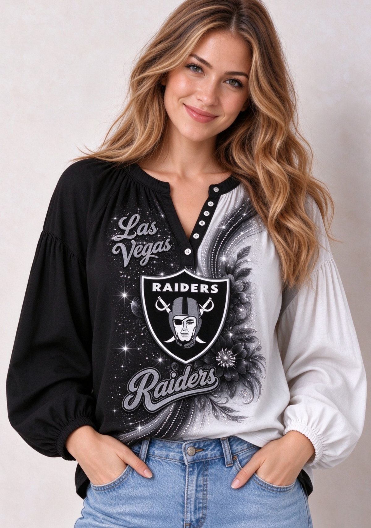 Women’s Las Vegas Raiders Floral Game Day Fan Long Sleeve Shirt Main image