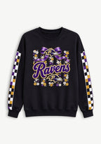 Women's Baltimore Ravens Floral Bow Crewneck Sweatshirt