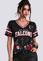 Women's Atlanta Falcons Red Floral V-Neck T-Shirt