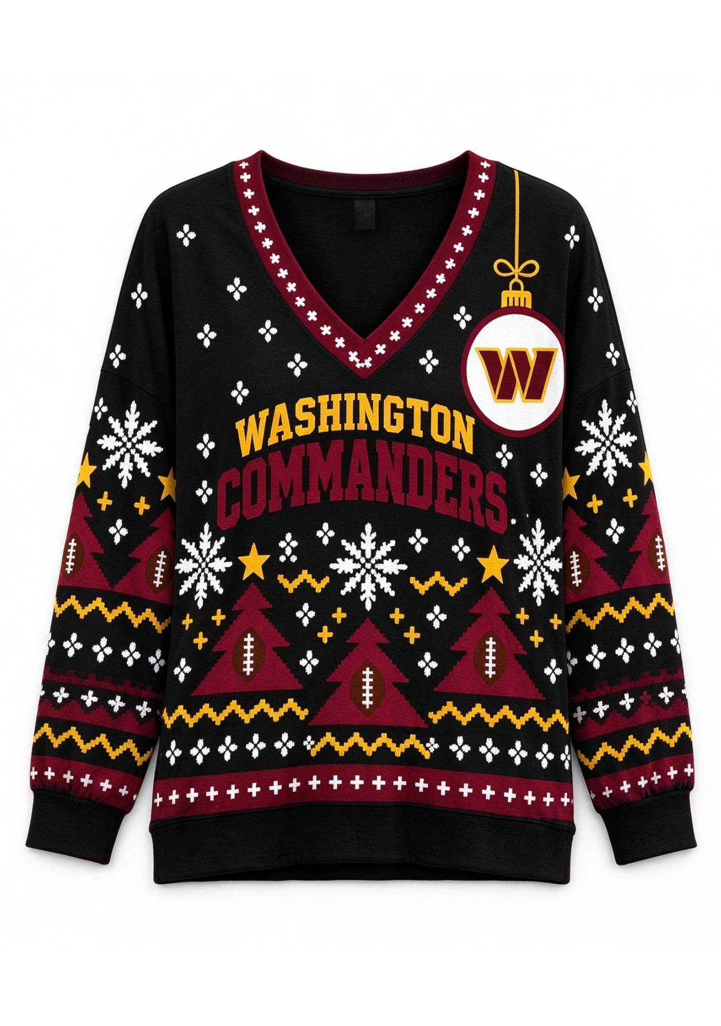 Women’s Washington Commanders Ugly NFL Christmas Sweatshirt Secondary image