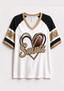Women New Orleans Saints Heart Graphic V-Neck Fan T-Shirt