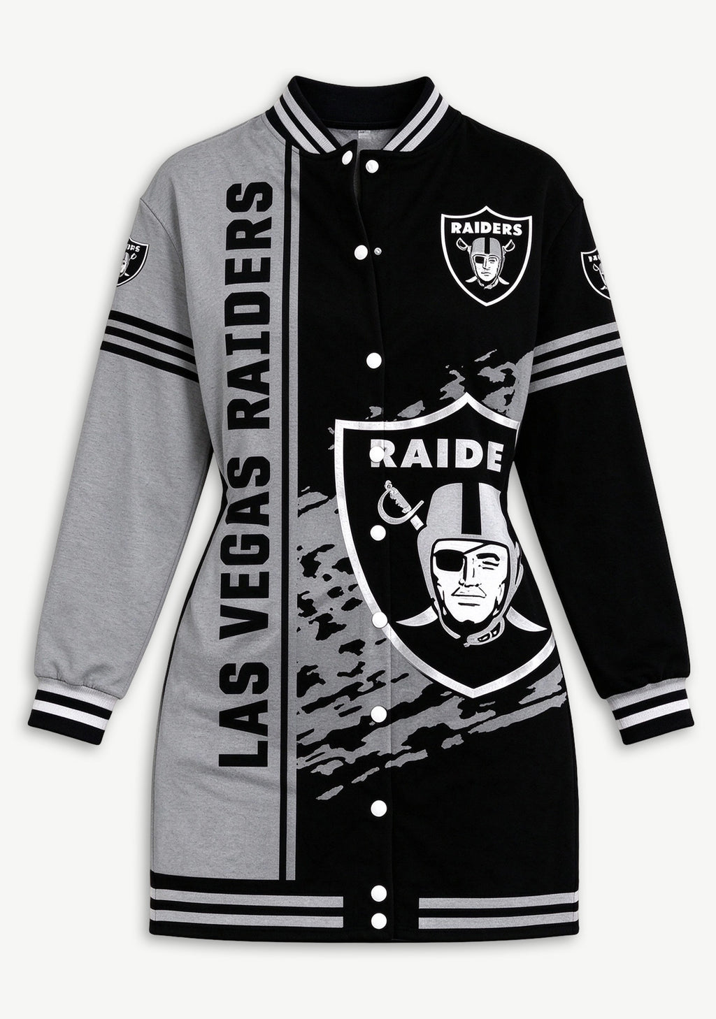 Women's Las Vegas Raiders Split Color Block Button Down Jacket Dress