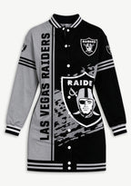 Women's Las Vegas Raiders Split Color Block Button Down Jacket Dress