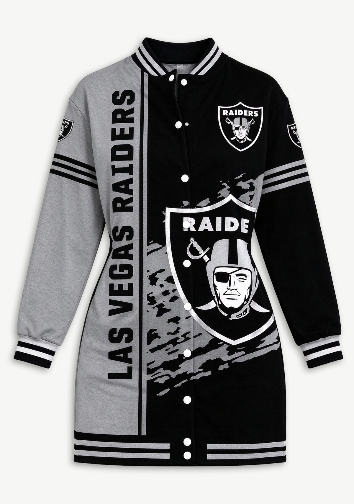 Women's Las Vegas Raiders Split Color Block Button Down Jacket Dress