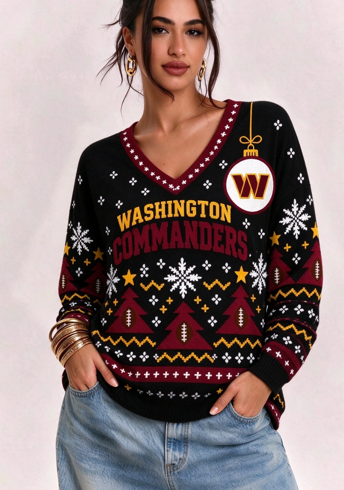 Women’s Washington Commanders Ugly NFL Christmas Sweatshirt Main image