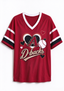 Women Arizona D-backs Heart Baseball Graphic V-Neck T-Shirt