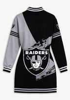 Women's Las Vegas Raiders Split Color Block Button Down Jacket Dress