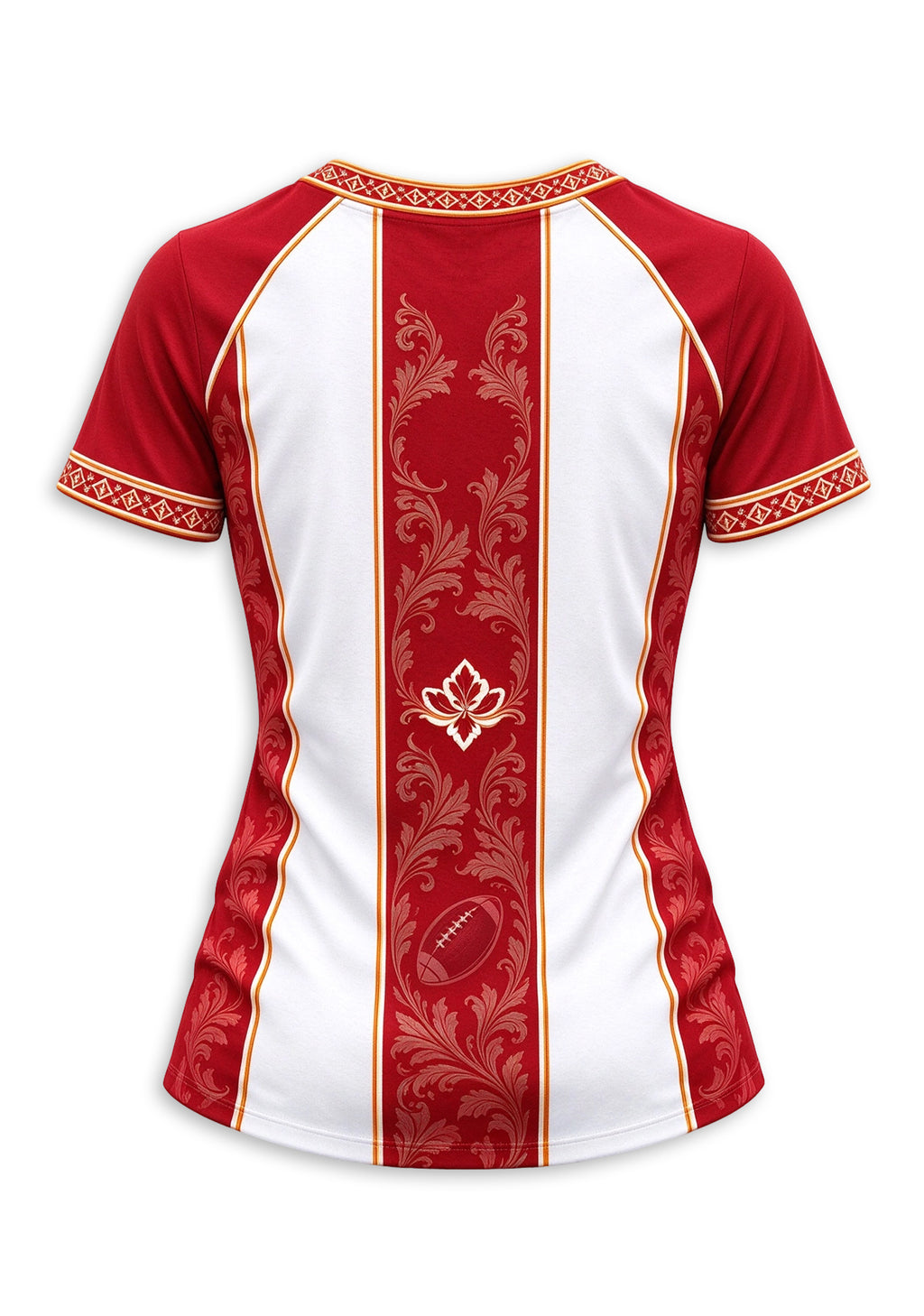 Women's Kansas City Chiefs Floral Baroque Striped V-Neck T-Shirt