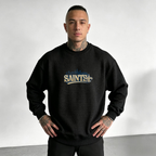 New Orleans Saints Ripped Effect Waffle Knit Crewneck Sweatshirt