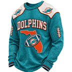 Miami Dolphins Waffle Knit Long-Sleeve Sweatshirt