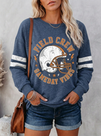Women's Football Gameday Field Crew Helmet Graphic Printed Sweatshirt