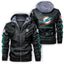 Miami Dolphins Graphic PU Faux Leather Hooded Jacket