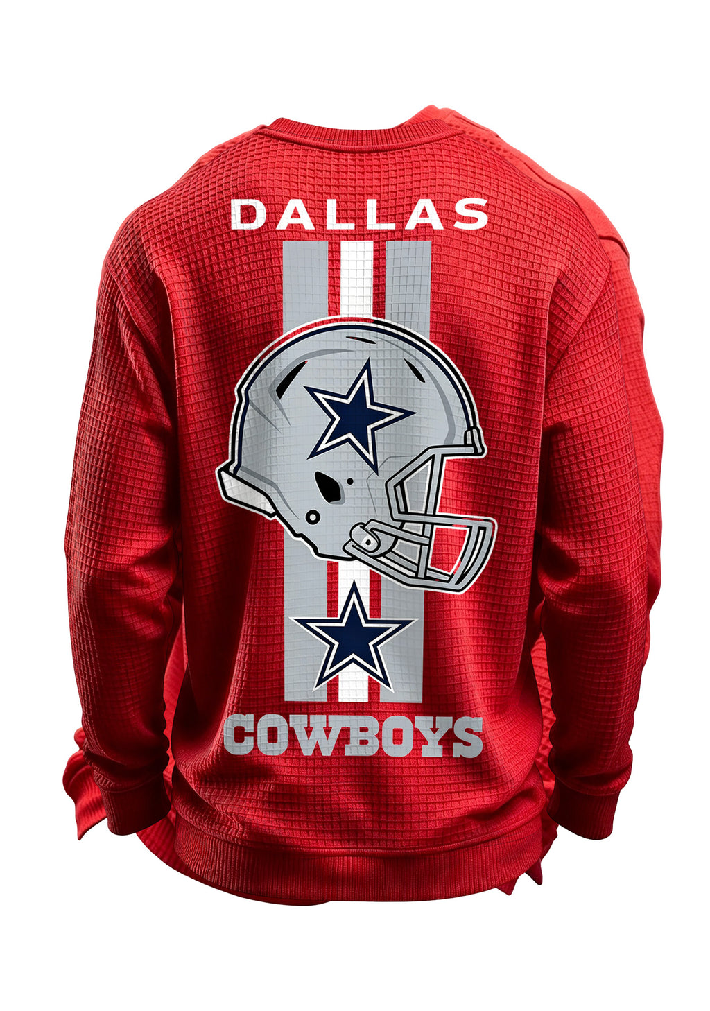 Dallas Cowboys Helmet Star Logo Waffle Knit Crewneck Sweatshirt