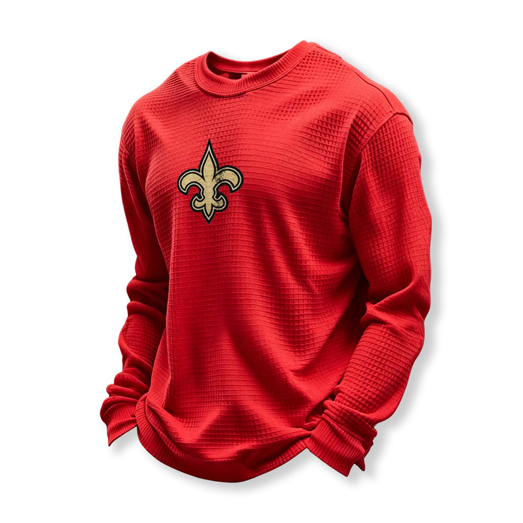 New Orleans Saints Helmet Waffle Knit Crewneck Sweatshirt