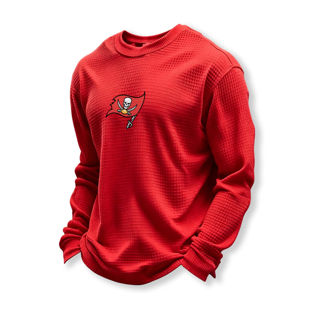 Tampa Bay Buccaneers Helmet Waffle Knit Crewneck Sweatshirt
