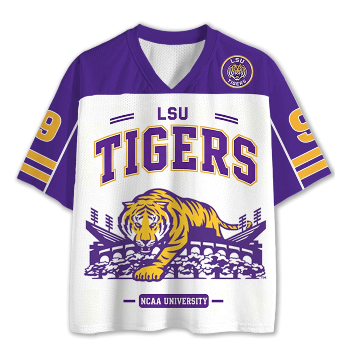 LSU Fighting Tigers Stadium Retro Mascot NCAA Jersey Shirts