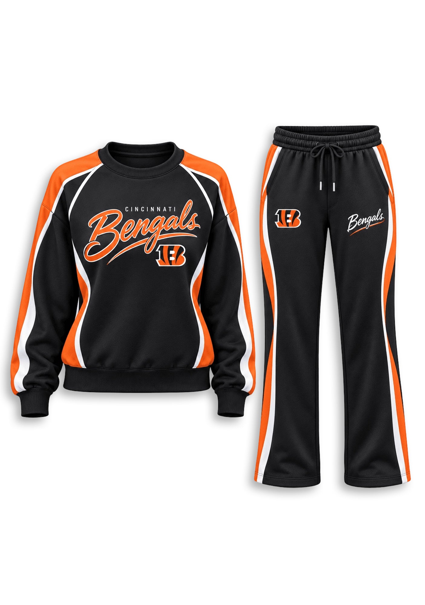 Women's Cincinnati Bengals Crewneck Sweatshirt & Flared Pants 2 Piece Set Secondary image