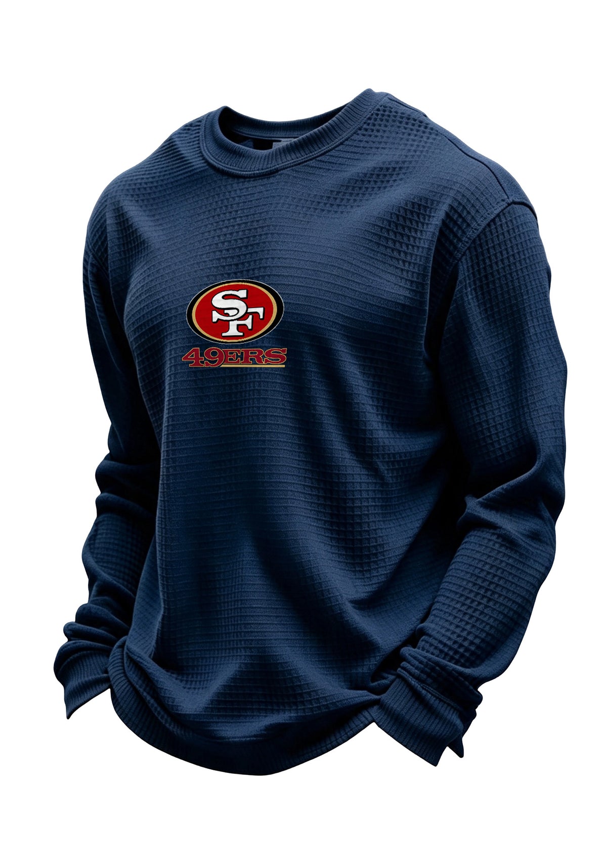 San Francisco 49ers Helmet Logo Waffle Knit Crewneck Sweatshirt