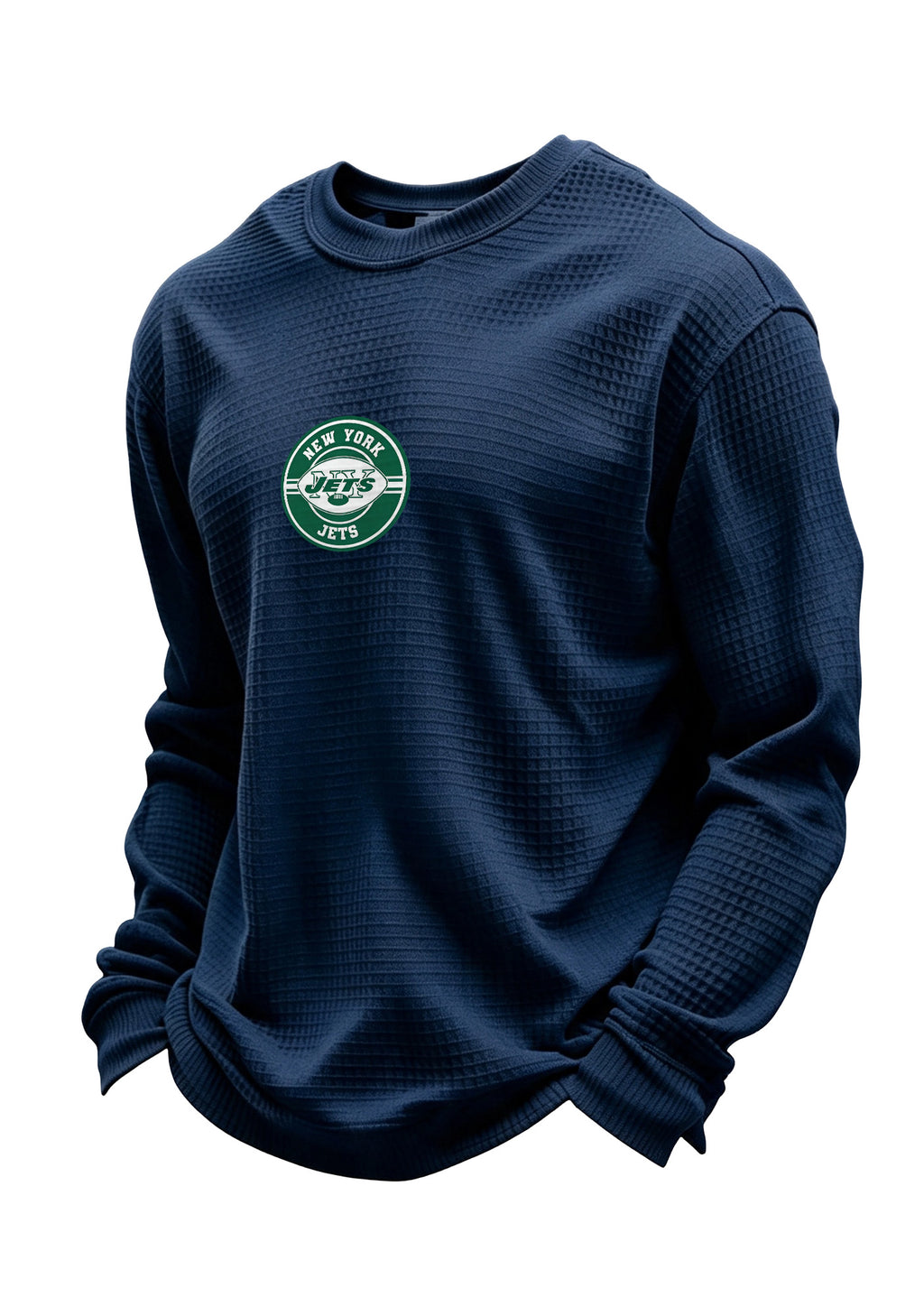 New York Jets Circular Logo Waffle Knit Crewneck Sweatshirt