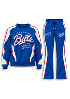 Women's Buffalo Bills Crewneck Sweatshirt & Flared Pants 2 Piece Set