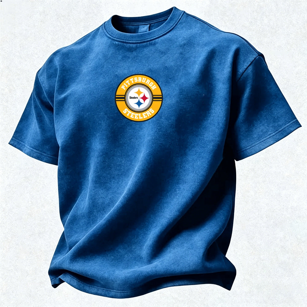 Pittsburgh Steelers Printed Unisex 100% Pure Cotton Washed T-Shirt