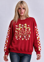 Women's San Francisco 49ers Floral Bow Crewneck Sweatshirt
