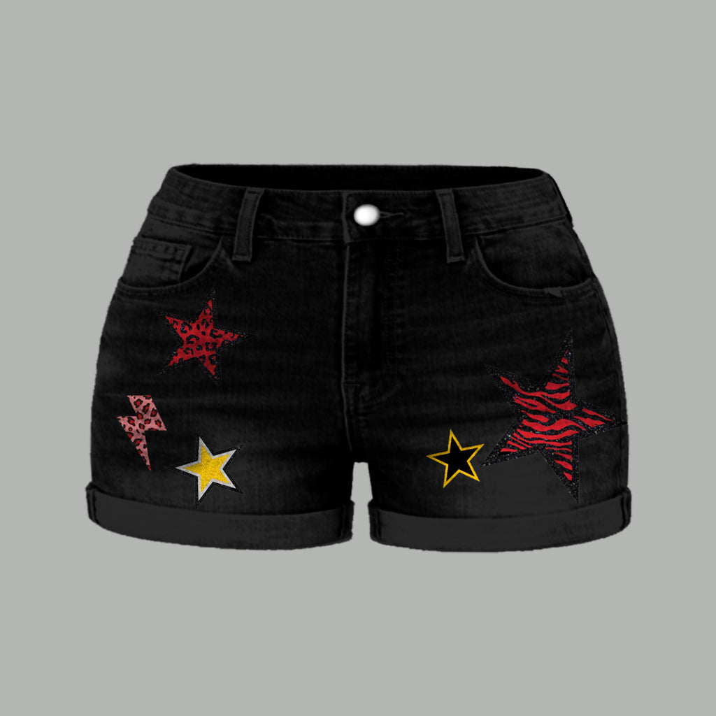 Kansas City Chiefs X Pokémon Bodysuit  & Stretch Black Denim Shorts Two-Piece Set