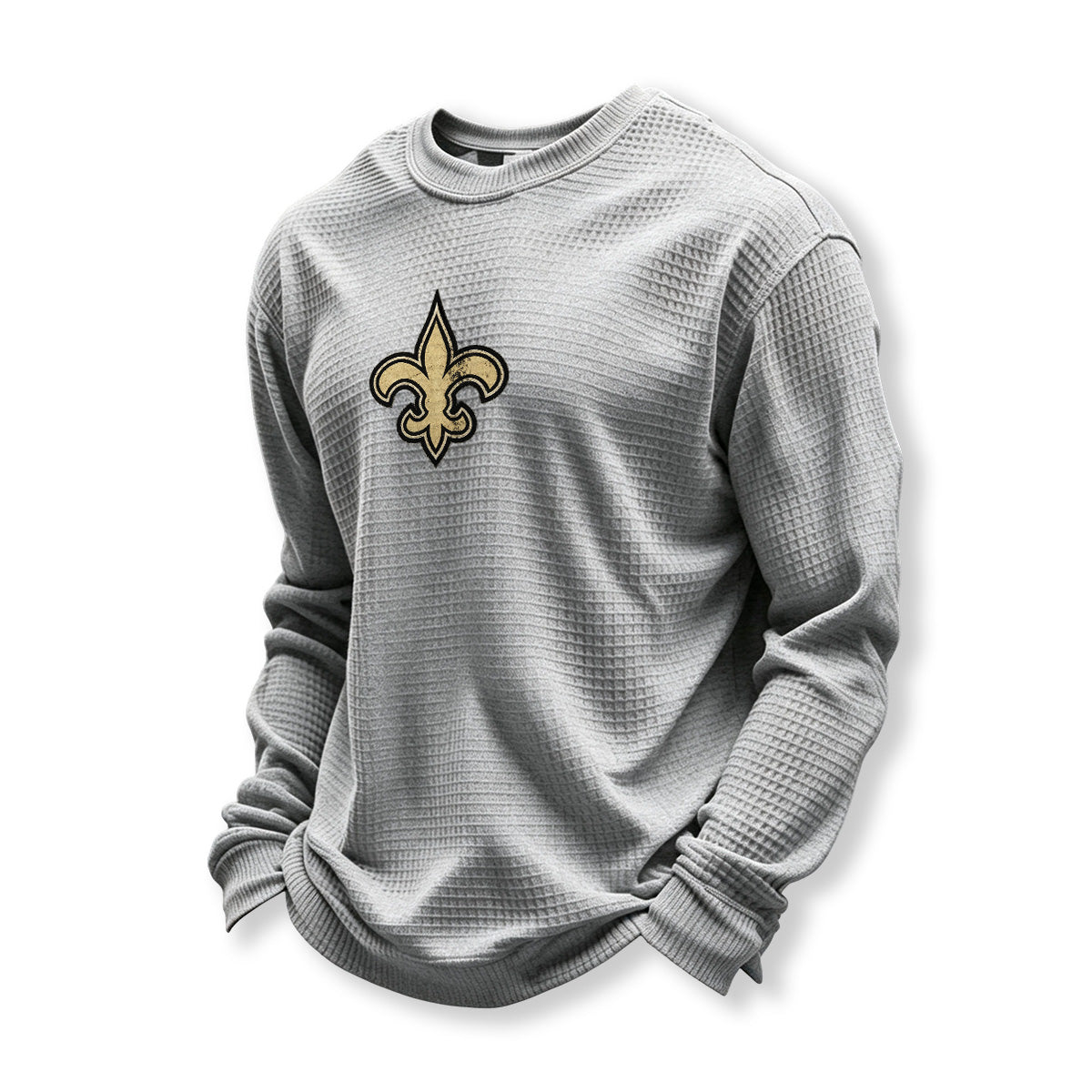 New Orleans Saints Helmet Waffle Knit Crewneck Sweatshirt
