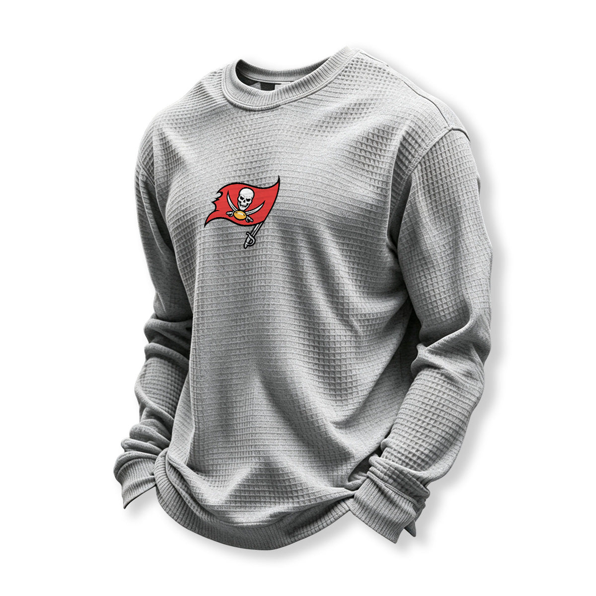 Tampa Bay Buccaneers Helmet Waffle Knit Crewneck Sweatshirt