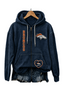 Denver Broncos Women Heart Football Graphic Zip Up Hoodie