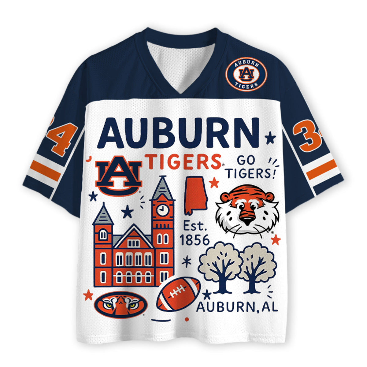 Auburn Tigers Cute Campus Graphic NCAA Jersey Shirts Main image