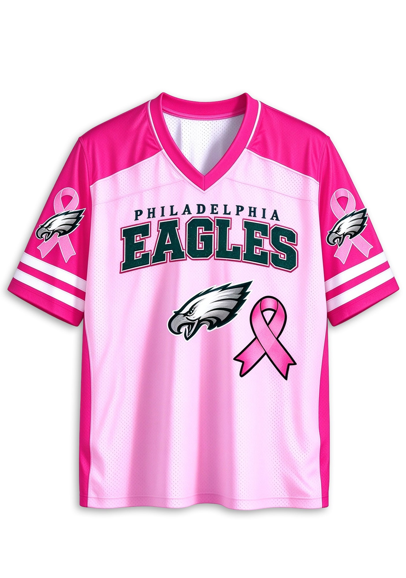 Women Philadelphia Eagles Breast Cancer Awareness Pink Ribbon Mesh Jersey Secondary image