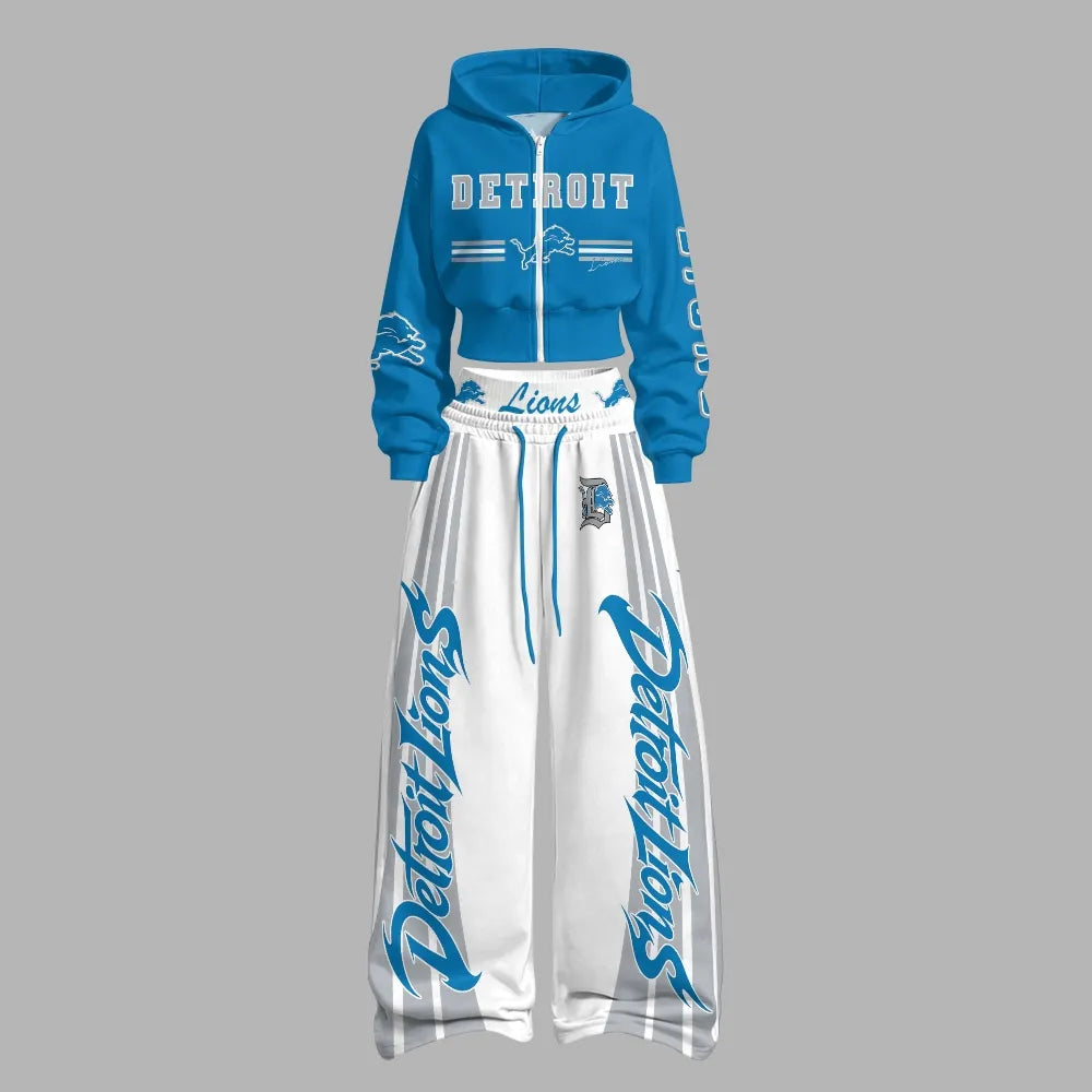 Detroit Lions Zip-up hooded jacket and elastic-waist pants set | NFL
