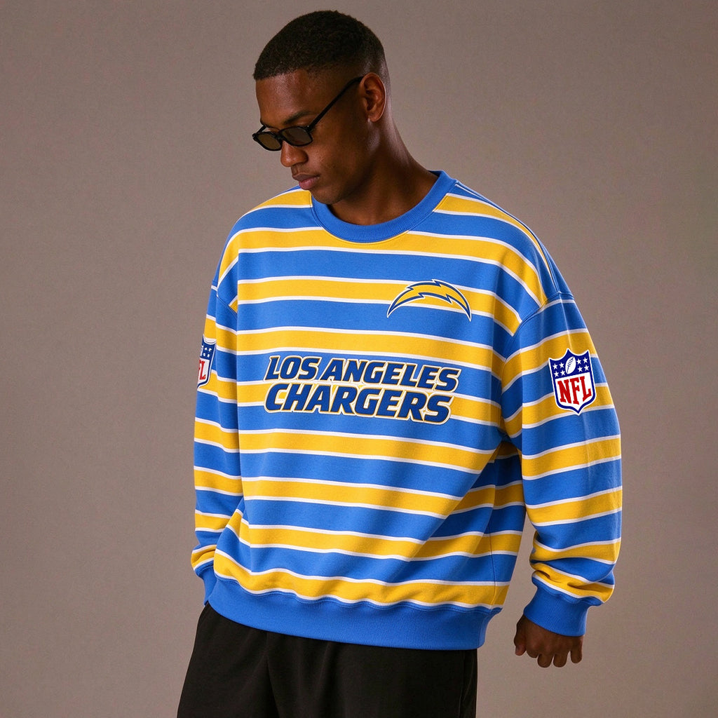 Men's Los Angeles Chargers Striped NFL Crew Neck Sweatshirt